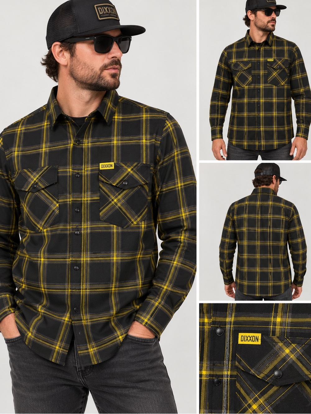 Dixxon Men's Voltage Flannel Size Medium Long Sleeve Black Yellow Plaid
